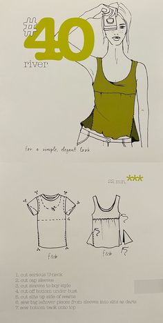 an instruction manual for how to sew a tank top with the number 40 on it