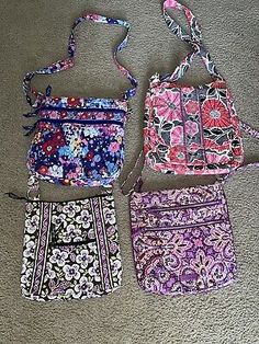 Vera Bradley Lot of 4 Hipster Purses/Bags  | eBay Hipster Purse, Vera Bradley Patterns, Bargain Shopping, Vera Bradley Purses, Colorful Design, Pink Bag, Sling Bag, The Pink, Vera Bradley