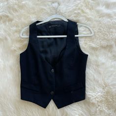 Zara Black Vest. Made In Spain, Practically Brand New. Fits Like S/M Black Vest, Zara Jackets, Zara Basic, Zara Black, Jackets For Women, Spain, Cute Outfits, Jackets & Coats, Zara