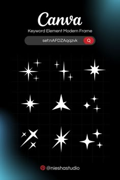 an image of stars on a black background with the text canva keyword element modern frame