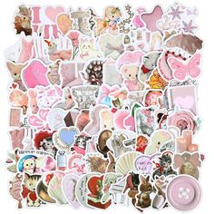 an assortment of stickers with various animals and other things on them, all in different colors