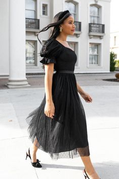 Ballerina Dress in Black Black Ivy, Ivy City Co, Ballerina Dress, City Woman, Steal The Spotlight, Black Tulle, Something Blue, Modest Dresses, Soft Black