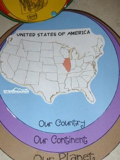 the united states of america and our continent are on this plate for kids to play with