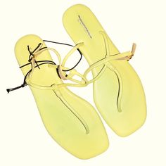 Express New W/Tags Yellow Thong Ankle Sandals Size 8 Name Marked Through To Prevent Returns Trendy T-strap Flip Flops For Summer, Trendy Flat T-strap Sandals For Spring, Yellow Toe Post Flip Flops For Spring, Trendy T-strap Sandals For Beach Season, Trendy Adjustable T-strap Sandals For Beach Season, Trendy T-strap Toe Post Sandals For Spring, Trendy Spring Flip Flops With Single Toe Strap, Spring Beach T-strap Flip Flops, T-strap Flip Flops For Spring Vacation