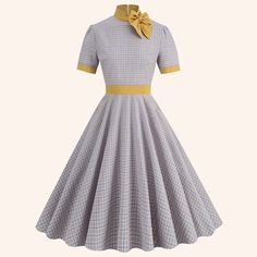 Hemline / Train:Midi; Season:Spring  Summer; Sleeve Length:Short Sleeve; Look After Me:Machine wash,Wet and Dry,Washable; Gender:Women's; What's in the box:Dress; Types:Dress,Swing Dress,Flare Dress; Holiday:Masquerade; Style:Retro Vintage,1950s,Rockabilly,A-line; Occasion:Masquerade,Date; Material:Cotton; Age Group:Adults'; Pattern:Plaid / Check; Listing Date:02/23/2024 1950s Shirt Dress, 1950s Fashion Casual, Library Fashion, 1950 Dress, Dress Types, 1950s Fashion Women, 1950s Rockabilly, Box Dress, Hoodie Outfits