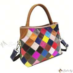 Bird in Bag - Lattice Color Block Cowhide Leather Womens Handbag: Stylish Crossbody for the Modern Woman Multicolor Leather Rectangular Hobo Bag, Multicolor Leather Bucket Shoulder Bag, Multicolor Leather Shoulder Bag, Multicolor Leather Shoulder Bag For Daily Use, Multicolor Leather Satchel With Adjustable Strap, Multicolor Leather Crossbody Satchel, Multicolor Leather Tote Shoulder Bag, Multicolor Leather Tote Satchel, Multicolor Leather Shoulder Bag For Shopping