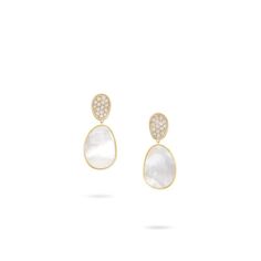 Marco Bicego Jewelry - 18K Yellow Gold and White Mother of Pearl with Diamond Pave Small Drop Earrings | Manfredi Jewels Marco Bicego Jewelry, Small Drop Earrings, Marco Bicego, Mother Of Pearl Earrings, Pearl And Diamond Earrings, Antique Earrings, Yellow Gold Earring, Pearl Diamond, Pearl Drop Earrings