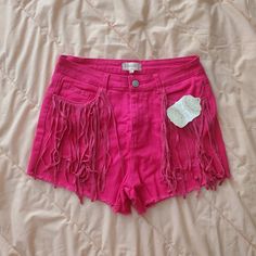 Brand New Never Worn Hot Pink Fringe Shorts Purchased From Altar'd State, From A Smoke-Free Home. Materials: 97% Polyester 3% Spandex Tags: Cowboy Western Cowgirl Yee Haw Howdy Texas Women's Juniors Coachella Summer Festival Short Raw Hem Denim High Waist Country Nwt Bnwt Barbiecore Barbie Cowgirl Hot Pink Fringe High Waist Bottoms With Frayed Hem For Festival, Trendy Festival Bottoms With Frayed Hem, Trendy Bottoms With Frayed Hem For Festival, High Waist Fringe Bottoms For Spring, Summer High Waist Jeans With Fringe, Festival Shorts With Frayed Hem, High Waisted Fitted Bottoms With Fringe, Frayed Hem Festival Shorts, Fitted High Waist Bottoms With Fringe