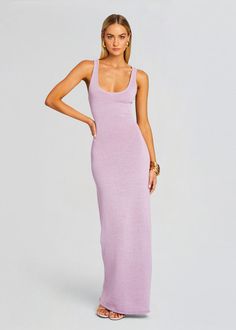 Exude elegance in SER.O.YA's Jasmine Knit Dress. Crafted in a lightweight knit fabric for all-day comfort and style, this sleeveless maxi dress is a must-have in your closet this spring. Designed with a flattering scoop neck, this dress is the epitome of effortless chic, perfect for any occasion. Shown here in Lilac. 3 Bridal Reception Dress, Resort Chic, Destination Dress, Jasmine Dress, Bride Bachelorette, Bachelorette Party Bride, Spring Knits, Business Chic, Rehearsal Dress