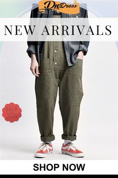 Men's Cool Street Style Multi-pocket Cargo Jumpsuit Utility Cotton Overalls With Pockets, Utility Baggy Jumpsuits And Rompers With Pockets, Utility Jumpsuits And Rompers With Pockets, Solid Cotton Jumpsuits And Rompers With Pockets, Fall Overalls With Pockets, Fall Season Overalls With Pockets, Cotton Jumpsuits And Rompers With Pockets, Utility Solid Overalls With Pockets, Utility Overalls With Pockets