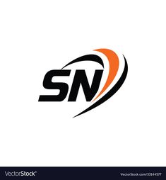 the letter sn with an orange and black color