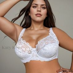 Katykey - Premium Plus Size Comfort Bra with Lace Floral Trim and Medium Stretch for Women Comfort Bra, Plus Size Bra, Bra Panty, Fabric Medium, Bras And Panties, Type A, Bralette, Mac, Lingerie