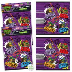 teenage mutant ninja turtles stickers on purple background