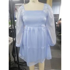 Women's Plus Size Tulle Dress Square Neck Long Puff Sleeve Puffy Babydoll Mesh Mini Dress Blue XXL Plus Size Tulle Dress, Short Mesh Dress, Dress Square Neck, Square Neck Long Sleeve, Puffy Dresses, Mini Dress Blue, Plus Size Mini Dresses, Mesh Mini Dress, Plus Size Halloween