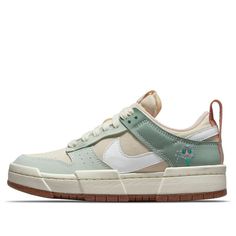 Abandoning color-blocking and schemes that’ve appeared on Peter Moore’s original design, the chunky silhouette has indulged in handfuls of makeups and themes entirely its own, with the latest featuring playful dandelion embroidery on the lateral heel. “Sea Glass” and “Seafoam” take over the majority of the Nike Dunk-variant’s upper, with the latter tone animating most of the model’s signature overlays. SKU: DM6866-210 Release Date: 2021 Color: Pearl White/Sea Glass/Seafoam (SNKR/Skate/Low Top/Wo Dandelion Embroidery, Low Disrupt, Wmns Dunk Low, Nike Dunk Low Disrupt, Vapour Max Nike, Nike Snkrs, White Sea Glass, Womens Air Jordans, White Sea