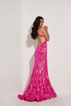 Jasz couture 7409 Fitted evening gown featuring an open back and V neckline. Jasz Couture Prom Dresses, Jasz Couture, Prom Dress Stores, Prom Dress Styles, Pink Sky, V Neckline, Couture Dresses, Backless Dress Formal, Evening Gown