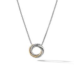 Crossover Mini Pendant Necklace Sil/18k; 16-17" Adj" Formal Jewelry With Round Pendant Cable Chain, Formal Cable Chain Jewelry With Round Pendant, Formal Fine Jewelry Necklace With Box Chain, Formal Fine Jewelry Necklaces With Box Chain, Formal Round Pendant Necklace With Box Chain, Formal Jewelry With Round Pendant Box Chain, Classic White Gold Tarnish Resistant Necklace, Classic White Gold Tarnish Resistant Necklaces, Classic White Gold Tarnish-resistant Necklaces