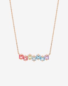 Kalan By Suzanne Kalan Cierra Pastel Bar Pendant in 14k rose gold Bar Pendant, Lemon Quartz, Swiss Blue Topaz, Rose Gold Jewelry, Green Amethyst, Dainty Jewelry, Princess Cut, Statement Jewelry, Blue Topaz