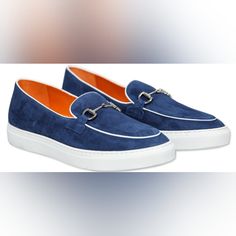 Wicked Dog Skinny Vinny's Navy Belgium Sneakers Loafers Are A Striking Blend Of Coastal And Nautical Style, Crafted In Spain. Featuring A Deep Blue Hue With Crisp White Details, These Size 11 Loafers Exude Sophistication. The Addition Of Silver Hardware Adds A Touch Of Elegance To The Design, Making Them A Standout Choice For Any Casual Or Semi-Formal Occasion. Coastal Look Cruise Ready Nautical Wear New In The Box And Individual Dust Bags Box Ripped As Last Picture Blue Suede Slip-ons With Contrast Sole, Blue Leather Slip-on Sneakers, Blue Loafers With Contrast Sole Slip-on, Blue Slip-on Loafers With Contrast Sole, White Details, Nautical Style, Nautical Fashion, Blue Hues, Silver Hardware