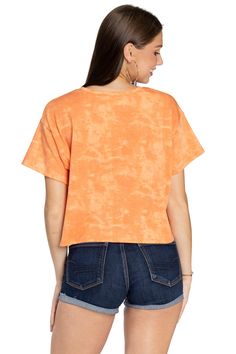 Cropped and Tie Dyed? You need this Florida Gators crop tee. Features baby french terry and scoop neck, this sutble tie dye University of Florida tee will pop in the crowd. 70% Poly, 27% Rayon, 3% Span. Available in blue, orange, and grey. *These items are custom made just for you and can take up to 14 business days to ship.* Acid Wash Relaxed Fit Cropped Tops, Acid Wash Cropped Top Relaxed Fit, Trendy Cropped Soft-washed T-shirt, Tie Dye Tops For Summer, Trendy Tie Dye Washed T-shirt, Casual Soft-washed Cropped T-shirt For Spring, Spring Soft-washed Cropped Tops, Trendy Bleached Cotton Tops, Casual Bleached Crew Neck Top