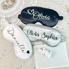 Personalized eye masks are a great choice for bridesmaid gifts. This can be customized with any name or text on the eye mask.  These make great gifts for wedding,bridal shower,Hen party,Anniversaries,Birthday,Engagements,Weddings,Couples,First dates, Valentine's Day, Christmas, or any Memorable Date. Material: Made of 100% satin, providing a smooth and luxurious feel. Size: 8"x3.75" * Please ensure you check and double check your spelling because we use "Copy & Paste" !! Please check and double Eye Mask Gifts, Wedding And Mardi Gras Eye Mask, Novelty Eye Mask For Parties, White Wedding Eye Mask, Personalized Eye Mask, Sleep Masks, Bachelor Party Gifts, Gifts Bridesmaid, Eye Masks