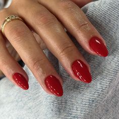 Red Short Almond Nails, Thick Acrylic Nails, Christmas Short Almond Glue on Nails, Natural Round Fake Nails, One Color Gel Stick On Nails Set For Tiny Average Wide Nail #Christmasnails #fallsetnails #Winternails #acrylicnails #fallnails2023 # Thick Acrylic Nails, Wide Nail Beds, Nails One Color, Round Fake Nails, Almond Nails Red, Rounded Acrylic Nails, Nails Press Ons, Red Gel Nails, Wide Nails