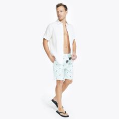 These relaxed swim trunks have an innovative, quick-dry fabrication that keeps you comfortable whether you're heading to the pool or beach, with an active fit that keeps you looking good on the go.100% nylonElastic-drawstring waist.Side-seam pockets; back welt pocket.Quick-dry fabric dries rapidly and enhances breathability to keep you comfortable all day.Machine wash.Imported. 8 Logo, Premium Outlets, Clothing Pants, Printed Swim, Women Men Shoes, Trending Today, Mens Swimwear, Personal Shopping, Swim Trunks