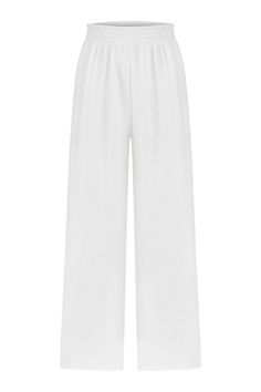 Walk into your day with our soft and light-weighted cotton Skye Palazzo Pants White, designed to make you feel confident and relaxed throughout your day. Feel at your best silhouette with these loose-fitting lounge pants featured with elasticated high waist to accentuate your natural waist. - 100% Turkish cotton- One size fits most- Elasticated waist