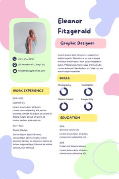 a colorful and modern resume for a graphic designer