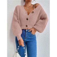 -Item Id 38320884 -Details: Button -Neckline: V Neck -Sleeve Type: Bishop Sleeve -Style: Casual -Color: Lilac Purple -Pattern Type: Plain -Sleeve Length: Long Sleeve -Length: Crop -Temperature: Spring/Fall (18-25/63-77) -Fit Type: Regular Fit -Fabric: Slight Stretch -Material: Knitwear -Composition: 97.0% Polyester, 3.0% Elastane -Care Instructions: Hand Wash Or Professional Dry Clean -Sheer: Semi-Sheer **Open To Offers!!!** **Bundle To Save More** **30% Off Bundles Of 2 Or More Items!!** ***Ord Chic V-neck Sweater With Buttons, Trendy V-neck Outerwear With Button Closure, Cardigan Shirt, Purple Pattern, Bishop Sleeve, Lilac Purple, Long Sleeve Casual, Sleeve Type, Sleeve Styles