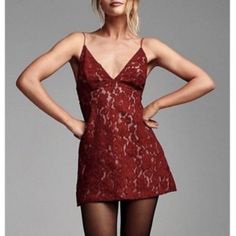 Free People Dangerous Love Mini Dress Sz: 10 New $108 Red Nude Floral Lace New Without Tags: A Brand-New, Unused, And Unworn Item (Including Handmade Items) That Is Not In Original Packaging Or May Be Missing Original Packaging Materials (Such As The Original Box Or Bag). The Original Tags May Not Be Attached Size: 10 Color: Red / Nude Delicate Floral Lace Graces A Flirtatious A-Line Dress Designed With A Thigh-Grazing Hemline And A Plunging V-Cut Back. - V-Neck - Spaghetti Straps - Hidden Side Red V-neck Mini Dress For Dress Down Occasions, Casual Red V-neck Mini Dress, Chic Red Lace Mini Dress, Dangerous Love, V Cut, V Cuts, Floral Lace, Side Zipper, A Line Dress