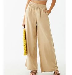 Taupe Color Wide Leg Pants With Side Pockets And Stretch Waist. Perfect For Summer Time. Brand New! Size Small. Trendy Forever 21 Bottoms With Elastic Waistband, Forever 21 Casual Bottoms With Elastic Waistband, Forever 21 Bottoms With Pockets For Spring, Casual High Waist Pants By Forever 21, Casual Trousers By Forever 21, Forever 21 High-waisted Spring Pants, Forever 21 Casual Trousers, Forever 21 High-waisted Pants For Spring, Forever 21 Casual Beach Bottoms