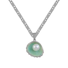 Introducing Meribella Necklace, a one of a kind reversible necklace that'll make your summer beachy vibes shine! Featuring an intricately crafted shell charm, this uniquely beautiful piece is a must-have for your wardrobe. Ideal for a beach party or a day by the pool, it's sure to make a splash! Ocean-inspired Pearl Charm Necklace For Vacation, Pearl Pendant Necklaces For Beach, Pearl Chain Necklace For Beach, Summer Beach-appropriate Pearl Chain Necklace, Beach Pendant Jewelry With Clavicle Chain, Summer Ocean-inspired Necklaces, Beach Pearl Pendant Necklace, Ocean-inspired Pearl Charm Necklaces For Beach, Elegant Shell-shaped Charm Necklaces For Beach