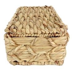 a woven basket is shown on a white background