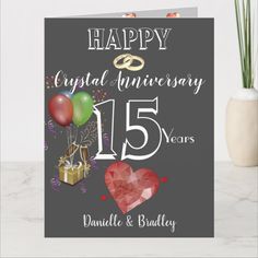 Personalised 15th Year Crystal Anniversary Card 15 Year Wedding Anniversary, Card For Parents, 15th Wedding Anniversary, Wedding Anniversary Card, 15th Anniversary, Crystal Wedding