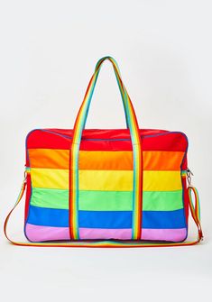 dELiA*s by Dolls Kill Follow The Rainbow Weekender Bag Dolls Kill Outfits, Plaid Bodycon Dress, Occult Clothing, Pride Outfit, Rainbow Shop, Jelly Sandals, Rainbow Print, Rainbow Stripes, Online Boutiques