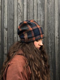 "l love this hat! I designed this hat with a more modern slouchy shape, using the exquisite Harris Tweed which I love to work with in the Autumn and Winter. It is so comfortable and warm as it covers the ears on those cold days. Harris Tweed is hand-woven by islanders in their homes in the Outer Hebrides and is made from pure virgin wool dyed and spun in the Outer Hebrides. This is what entitles it to carry the famous Orb Mark certifying it as Harris Tweed. lined with organic bamboo jersey which One Size Hats For Cold Weather In Fall, Warm Hat For Outdoor Fall Use, Adjustable Beanie For Cold Weather In Fall, Cozy Crochet Hat For Outdoor Fall Wear, Fall Beanie For Everyday Use, Fall Everyday Beanie, Warm Slouchy Beanie For Fall, Slouchy Warm Beanie For Fall, Fall Outdoor Bonnet Beanie