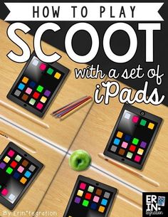 the cover of how to play scoot with a set of ipads and an apple