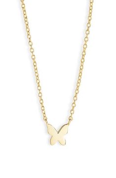 A dainty butterfly anchors the chains of this gold-plated sterling silver necklace that adds delicate shine to your neckline. 16" length, 2" extender, 1/4"W pendant Lobster clasp closure Sterling silver/18k-gold plate Imported Gold Adjustable Butterfly Necklace With Clavicle Chain, Adjustable Gold Butterfly Necklace With Clavicle Chain, Adjustable Gold Chain Charm Necklace, Adjustable Butterfly Necklace With Delicate Chain, Dainty Gold Butterfly Necklace With Adjustable Chain, Adjustable Delicate Chain Butterfly Necklace, Dainty Butterfly Necklace With Adjustable Chain, Gold Butterfly Necklace With Delicate Adjustable Chain, Dainty Adjustable Gold Butterfly Necklace