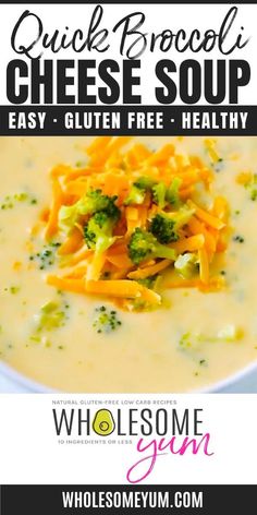 broccoli cheese soup is shown in this ad