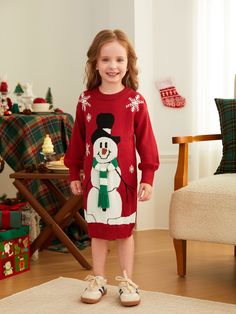 Get ready to feel cozy and festive with our Snowman Matching Outfits for families. Perfect for Christmas parties and family gatherings.
* Please add each size separately to your shopping cart.
* Each size includes 1 dress or 1 top. 
* Snowman design with a 3D scarf.
* Fabric is soft and comfortable
* Round neckline
* Long sleeves
* Regular fit
* Festival style
* Knee-length dress
* Style is great for playful and festive occasions Matching Christmas Sweaters, Family Sweater, Snowman Sweater, Snowman Snowflake, Snowman Pattern, Family Matching Christmas, Snowman Design, Comfy Jumpsuits, Solid Color Sweater