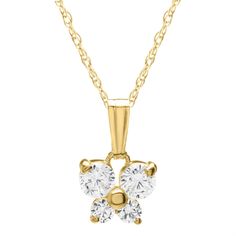 Kiddie Kraft 14KT Yellow Gold Cubic Zirconia 15&quot; Childrens Butterfly Pendant Diamond Birthstone, Heart Fashion, Mens Chain Necklace, Baby Jewelry, Bracelet Online, Initial Jewelry, Stone Heart, Religious Jewelry, Butterfly Pendant