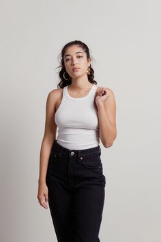 Everyday Basic Ribbed Tank Trendy Ribbed Tank Top For Everyday, Trendy Everyday Ribbed Tank Top, Everyday White Ribbed Tank Top, Chloe Price, Jeans Models, Ribbed Tank Top, Make Beauty, Ribbed Tank, French Girl