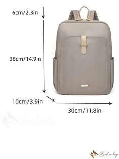 BirdinBag - High-capacity Metal Decor Backpack: Timeless Elegance for the Modern Adventurer Versatile Portable Backpack Travel Bag, Versatile Portable Travel Backpack, Gray Portable Backpack, High-capacity Standard Backpack For Everyday Use, Functional High-capacity Backpack For Everyday Use, Travel Softback Bag, High-capacity Travel Backpack, Large Capacity Backpack Laptop Bag For Trips, Large Capacity Beige Rectangular Backpack