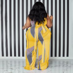 Plus Size Sleeveless Casual Loose Jumpsuits Yellow Sleeveless Beach Sets, Yellow Sleeveless Jumpsuit For Parties, Yellow Sleeveless Jumpsuits And Rompers For Party, Chic Sleeveless Yellow Sets, Chic Yellow Sleeveless Sets, Plus Size Rompers, Bodycon Tops, Boho Swimwear, Suspenders For Women