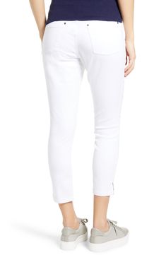 Notched, cropped cuffs make these mid-rise denim leggings perfect for all your warm, off-duty adventures. 25" inseam Faux front pockets; back patch pockets 65% cotton, 33% polyester, 2% spandex Machine wash, tumble dry Imported Women's Clothing Stretch Cotton Capri-length Jeans, Stretch Cotton Capri Jeans, Stretch Cotton Capri Length Jeans, Stretch Cropped Leg Jeggings, Casual Cropped Leg Jeggings For Spring, Denim Capri, Denim Leggings, Capri Leggings, Split Hem