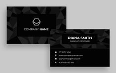 two business cards with black and white geometric shapes