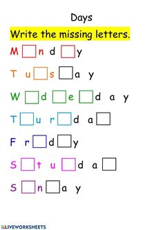 the worksheet for writing letters and numbers with colored squares on white paper, which are