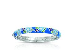 Description: Hand-painted Italian enamels with white stones set into rhodium-plated, nickel allergy-free, 925 sterling silver. GF-A70408-01 GF-A70408-02 Dimensions: 8mm height Blue Jewelry With Black Enamel For Formal Occasions, Blue Enamel Fine Jewelry Ring, Blue Enamel Ring Fine Jewelry, Blue Enamel Ring In Fine Jewelry Style, Elegant White Gold Enamel Bracelets, Luxury Silver Enamel Bracelets, Elegant Blue Enamel Sterling Silver Ring, Elegant Blue Enamel Ring In Sterling Silver, Silver Enamel Fine Jewelry