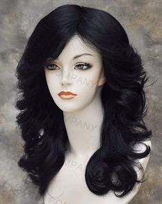 "~We mainly sale our wigs to cancer and alopecia patients. Therefore, we do not accept any returns on wigs. Please choose wisely and ask all questions before making your purchase/purchases. All sales on wigs are final. Thank you in advance for your consideration.~ WIG SPECIFICS TYPE: Classic cap wig MATERIAL: Synthetic LENGTH: approx. 19\" Stretched CAP SIZE: Average ~Fits 21.5\"-22.5\" in head circumference CAP ADJUSTABLE: Yes SPECIAL FEATURES: Loose open curls, layered, Full Bangs, Feathered S Full Volume Blowout, 70s Farrah Fawcett, Bangs Feathered, Feather Haircut, Farrah Fawcett Hair, Open Curls, Fawcett Hair, Black 70s, Dark Makeup Looks